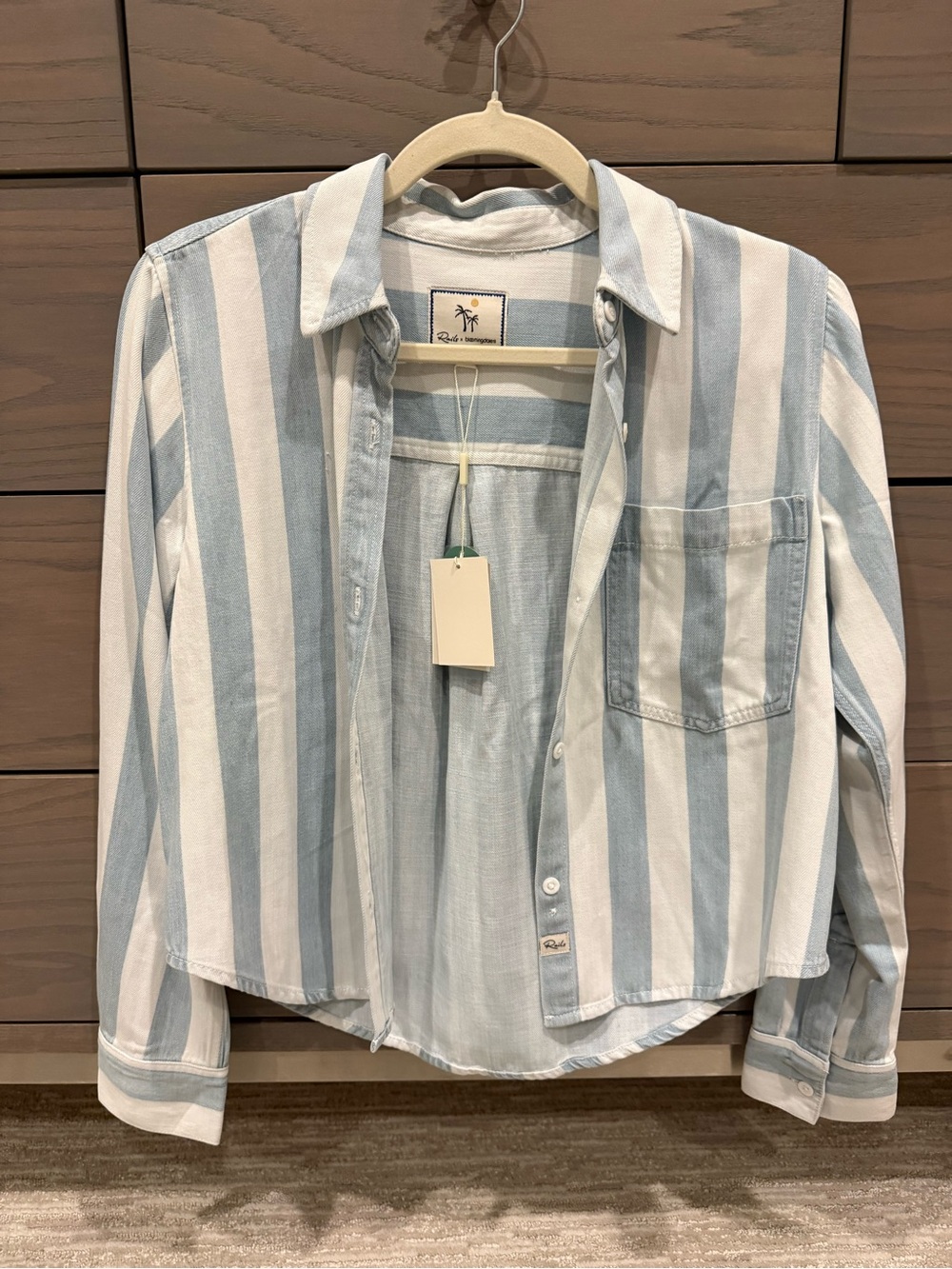 New w Tags Rails for Bloomingdales Malin Ocean Stripe Button Down Shirt Small